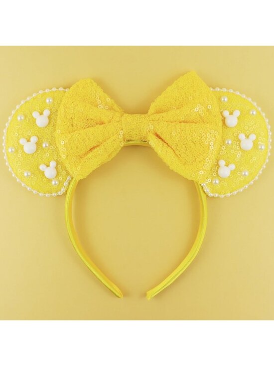 Women Yellow Polyester Velvet Mickey Mouse Halloween Costume Headband main image 4